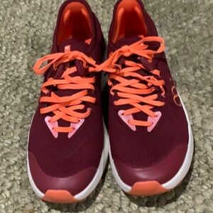 #264 SAY§H W SZ 8.5 Athletic Sneakers Burgundy, neon coral&lilac accent NWOT
